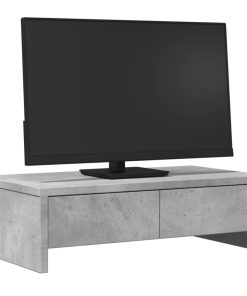 vidaXL Monitorständer mit Schubladen Betongrau 50x27x15 cm