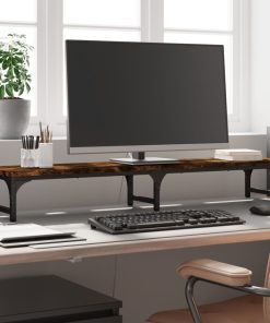 vidaXL Monitorständer Räuchereiche 105x23x15,5 cm Holzwerkstoff