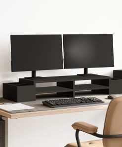 vidaXL Monitorständer mit Stauraum Schwarz 100x27x15 cm Holzwerkstoff