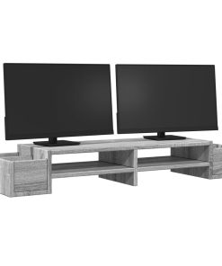 vidaXL Monitorständer mit Stauraum Grau Sonoma 100x27x15 cm