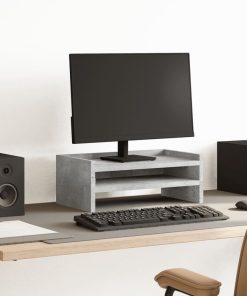 vidaXL Monitorständer Betongrau 42x24x16 cm Holzwerkstoff