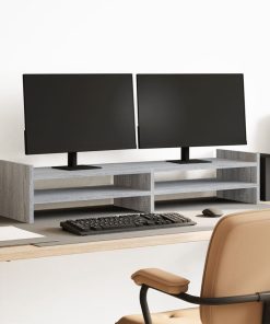 vidaXL Monitorständer Grau Sonoma 100x27x20 cm Holzwerkstoff