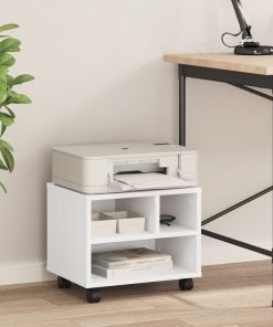 vidaXL Druckerständer mit Rollen Weiß 41x32x34,5 cm