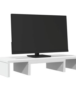vidaXL Monitorständer Verstellbar Weiß 60x24x10,5 cm Holzwerkstoff