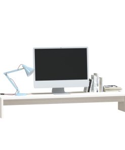 vidaXL Monitorständer Weiß 100x27x15 cm Massivholz Kiefer
