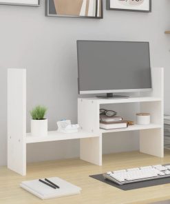 vidaXL Monitorständer Weiß (39-72)x17x43 cm Massivholz Kiefer