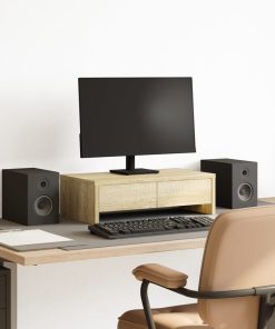 vidaXL Monitorständer mit Schubladen Sonoma-Eiche 50x27x15 cm