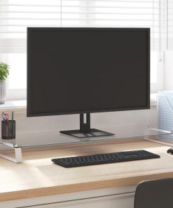 vidaXL Monitorständer Weiß 100x35x8 cm Hartglas und Metall