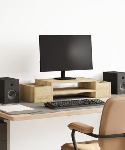 vidaXL Monitorständer mit Stauraum Sonoma-Eiche 70x27x15 Holzwerkstoff
