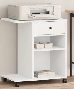 vidaXL Druckerständer mit Rollen Weiß 60x40x68,5 cm