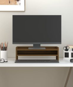 vidaXL Monitorständer Honigbraun 50x24x16 cm Massivholz Kiefer