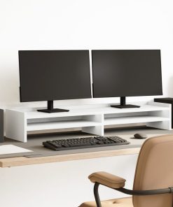 vidaXL Monitorständer Weiß 100x24x16 cm Holzwerkstoff