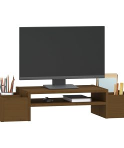 vidaXL Monitorständer Honigbraun 70x27,5x15 cm Massivholz Kiefer