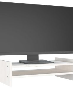 vidaXL Monitorständer Weiß 50x27x15 cm Massivholz Kiefer