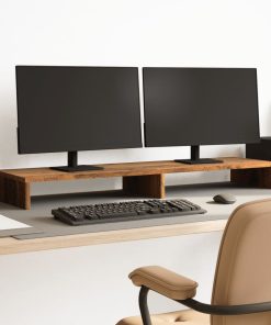 vidaXL Monitorständer Altholz-Optik 100x27x10 cm Holzwerkstoff