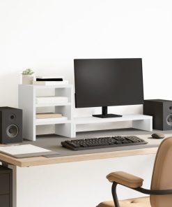 vidaXL Monitorständer mit Schreibtisch-Organizer Weiß Holzwerkstoff