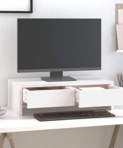 vidaXL Monitorständer Weiß 50x27x15 cm Massivholz Kiefer