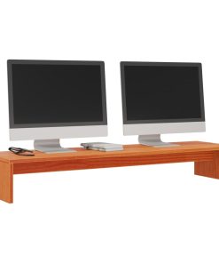 vidaXL Monitorständer Wachsbraun 100x27x15 cm Massivholz Kiefer