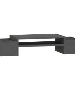 vidaXL Monitorständer Grau 70x27,5x15 cm Massivholz Kiefer