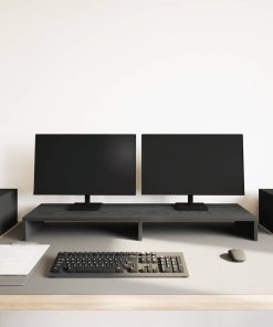 vidaXL Monitorständer Schwarz Eichen-Optik 100x27x10 cm Holzwerkstoff