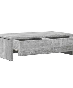 vidaXL Monitorständer mit Schubladen Grau Sonoma 50x27x15 cm
