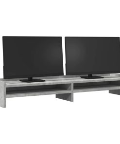vidaXL Monitorständer Betongrau 100x24x16 cm Holzwerkstoff