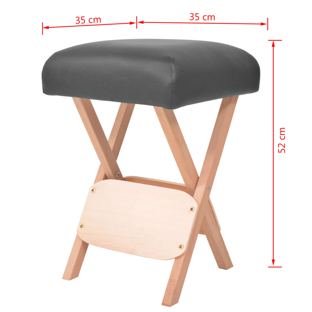 vidaXL Massage-Klapphocker 12 cm dicker Sitz & 2 Nackenrollen Schwarz