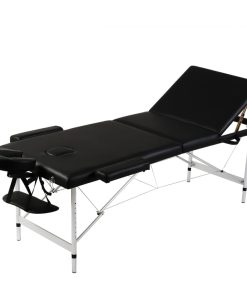 Massagetisch mit Aluminiumrahmen, faltbar 3 Zonen Schwarz