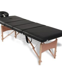 vidaXL Massageliege Klappbar 4-Zonen mit Holzgestell Schwarz