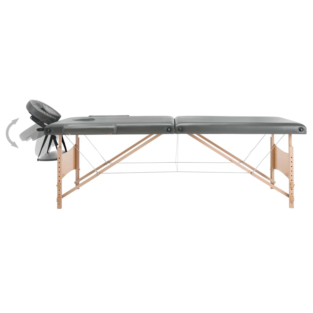 vidaXL Massagetisch mit 2 Zonen Holzrahmen Anthrazit 186×68 cm