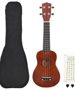 vidaXL Sopran Ukulele Set für Kinder mit Tasche Dunkles Holz 23"