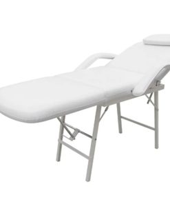 vidaXL Kosmetikstuhl Tragbar Kunstleder 185×78×76 cm Weiß