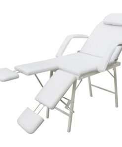 vidaXL Kosmetikstuhl Tragbar Kunstleder 185×78×76 cm Weiß