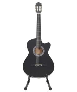 vidaXL 12-tlg Westerngitarre Set mit 6 Saiten Schwarz 38"