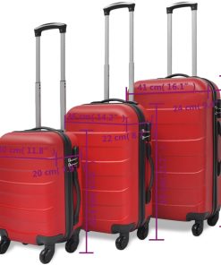 vidaXL 3-tlg. Hartschalenkoffer-Set Rot 45,5/55/66 cm