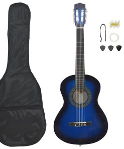 vidaXL 8-tlg. Klassische Gitarre Set für Anfänger Blau 1/2 34"