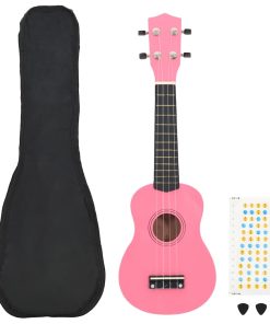 vidaXL Sopran-Ukulele-Set mit Tasche für Kinder Rosa 21"