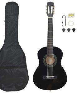 vidaXL 8-tlg. Klassikgitarren-Set für Anfänger Schwarz 1/2 34"