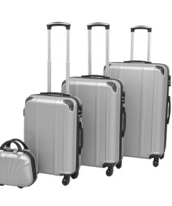 vidaXL Vierteiliges Hartschalen-Trolley-Set Silber