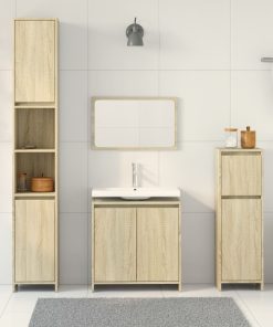 vidaXL 4-tlg. Badmöbel-Set Sonoma-Eiche Holzwerkstoff