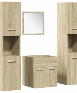vidaXL 4-tlg. Badmöbel-Set Sonoma-Eiche Holzwerkstoff