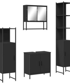 vidaXL 4-tlg. Badmöbel-Set Schwarz Holzwerkstoff