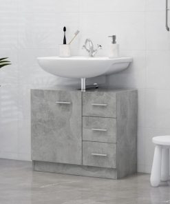 vidaXL Waschbeckenunterschrank Betongrau 63x30x54 cm Holzwerkstoff