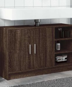 vidaXL Waschbeckenunterschrank Braun Eichen-Optik 90x29x55 cm