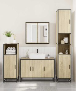 vidaXL Waschbeckenunterschrank Sonoma-Eiche 90x33x60 cm Holzwerkstoff