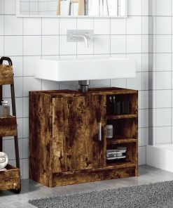 vidaXL Waschbeckenschrank Räuchereiche 63x29x55 cm Holzwerkstoff