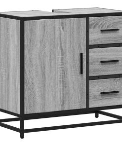 vidaXL Waschbeckenunterschrank Grau Sonoma 65x33x60 cm Holzwerkstoff