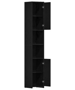 vidaXL Badschrank Schwarz Eichen-Optik 30x30x183,5 cm Holzwerkstoff