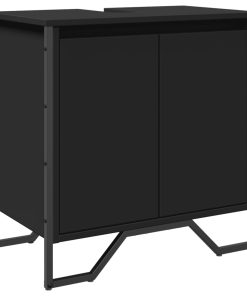 vidaXL Waschbeckenunterschrank Schwarz 60x35x60 cm Holzwerkstoff
