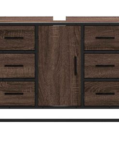 vidaXL Waschbeckenunterschrank Braun Eichen-Optik 80x33x60 cm